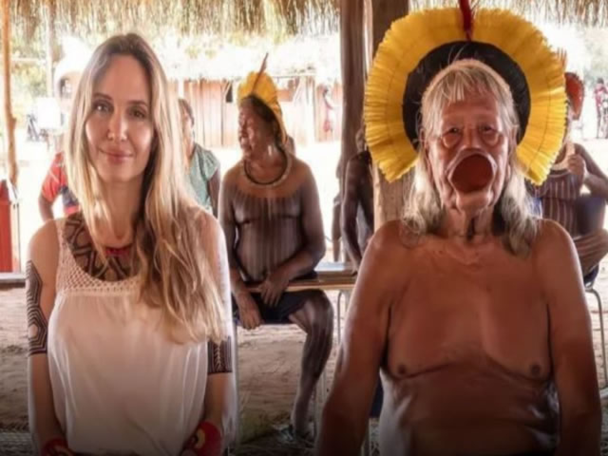 Angelina e Raoni discutiram quest&otilde;es ligadas &agrave; sobreviv&ecirc;ncia das na&ccedil;&otilde;es ind&iacute;genas